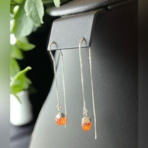 Raw Carnelian Threader Earrings